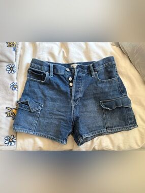 Pacsun Denim High-Waist Button Fly Shorts - Blue